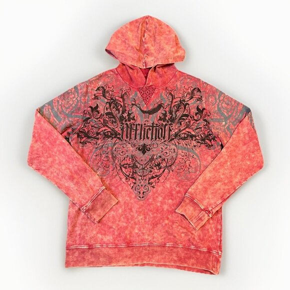 Affliction Mayport Ferry Hoodie Sweatshirt Women's Size Medium Grunge Rhinestone - Picture 1 of 10